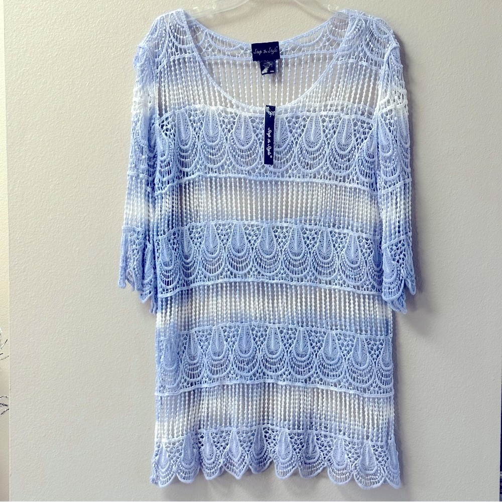 “step in style” open weave knit coverup top